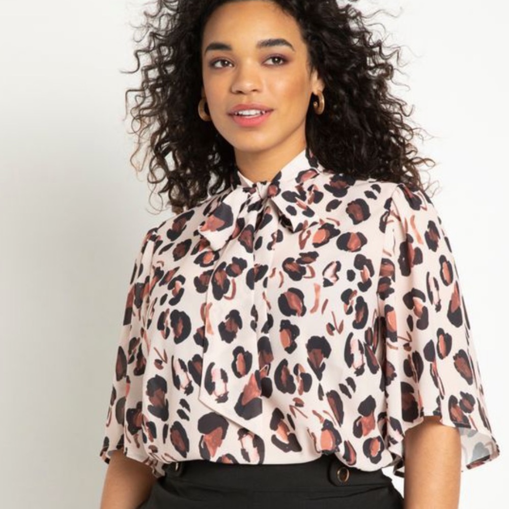 Abstract Cheetah Flutter Sleeve Top - image 1
